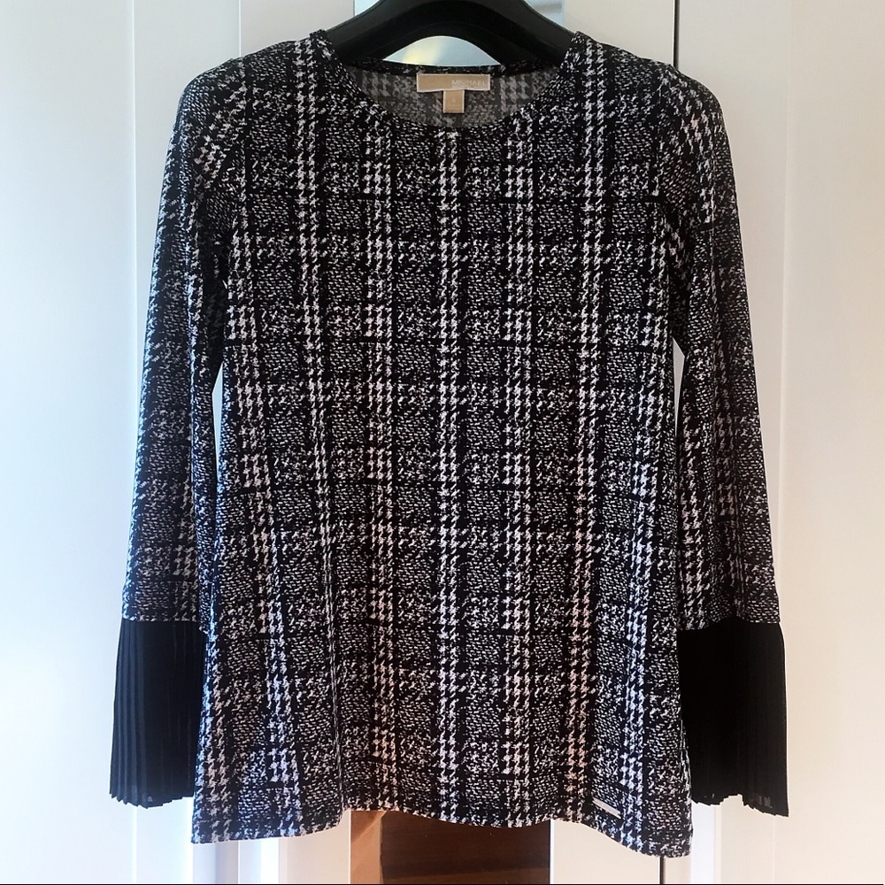 Michael Kors Woven Top with Pleated Sleeves